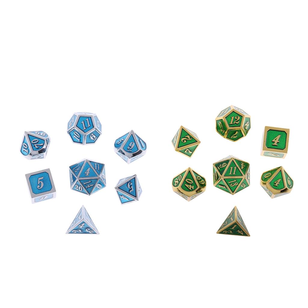 7-Die Zinc Alloy RPG Table Game Dice for Dungeons and Dragons, Pack of 2