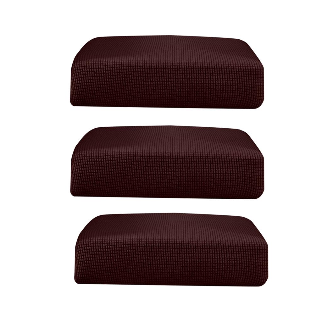 3Pcs Sofa Futon Seat Cushion Cover Couch Slipcover Protector Dark Brown _ S
