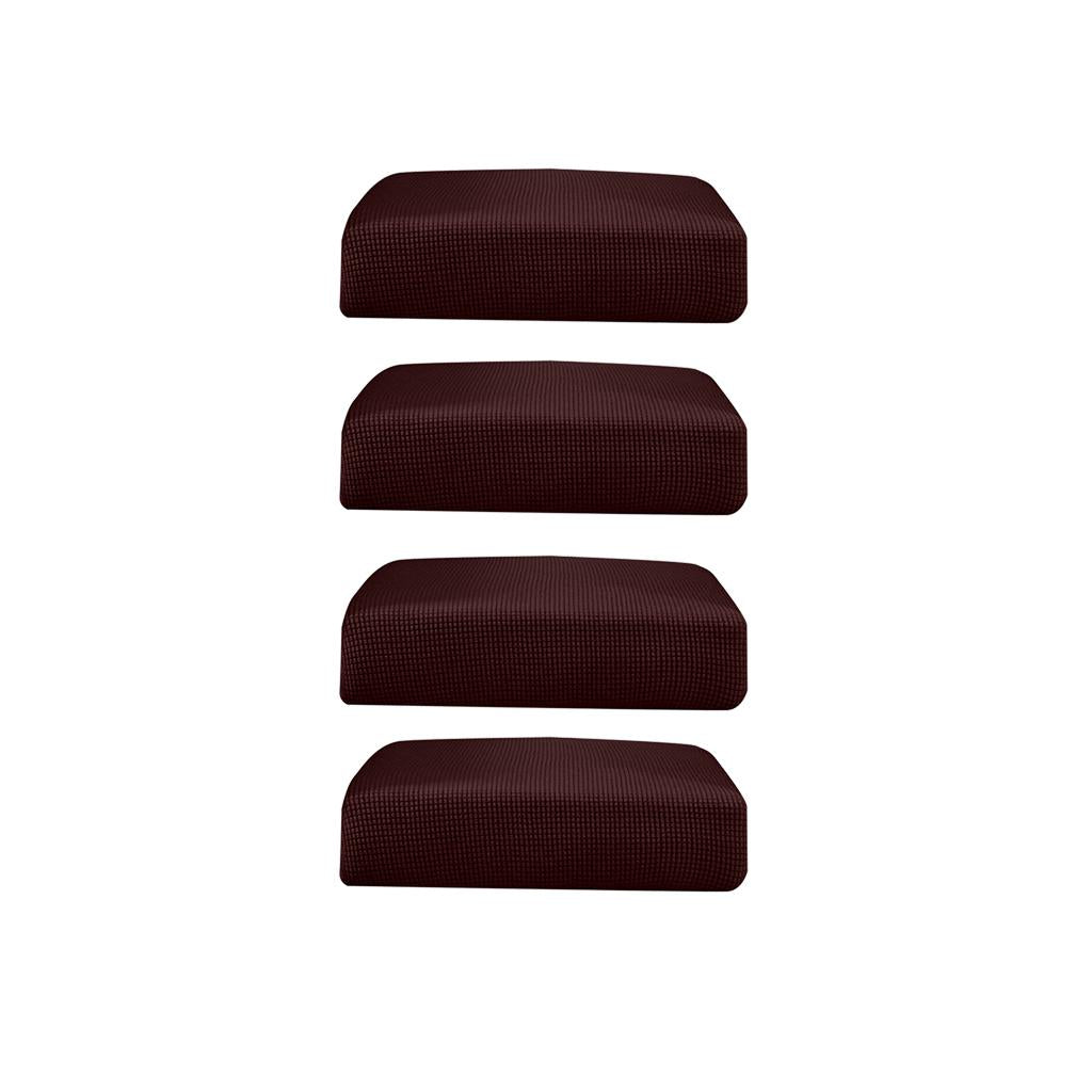 4Pcs Sofa Futon Seat Cushion Cover Couch Slipcover Protector Dark Brown _ S