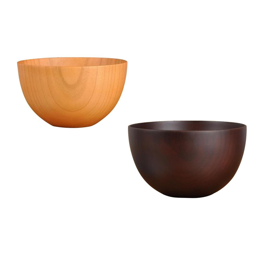 2x Large Natural Wood Round Bowl Handmade Tableware Fruit Rice Bowl