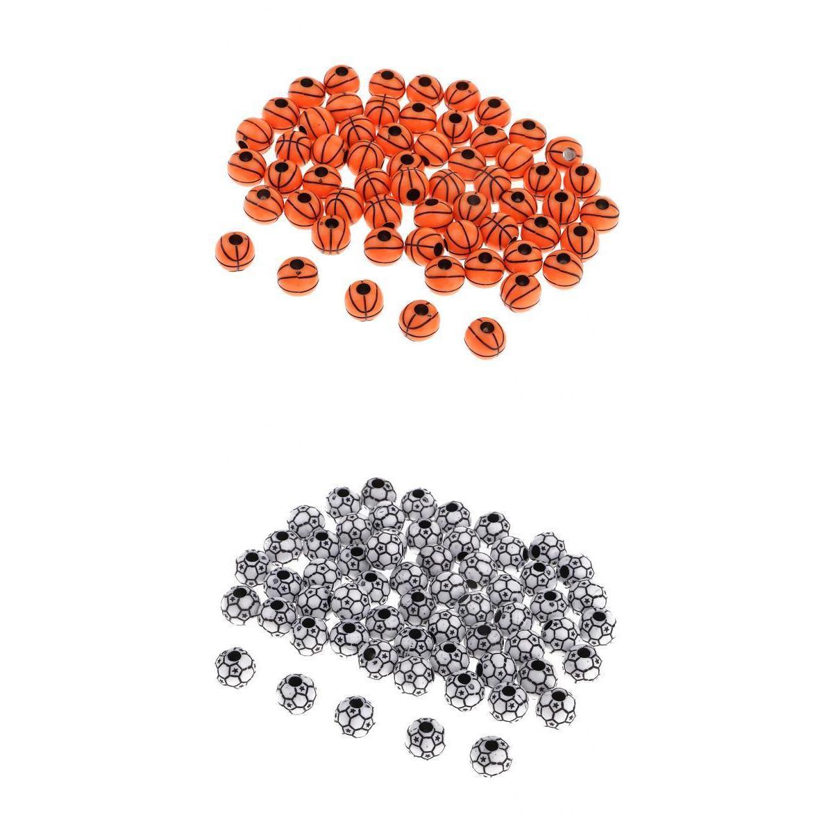 120pcs Soccer Ball and Basketball Beads Resin Beads for DIY Jewelry Making