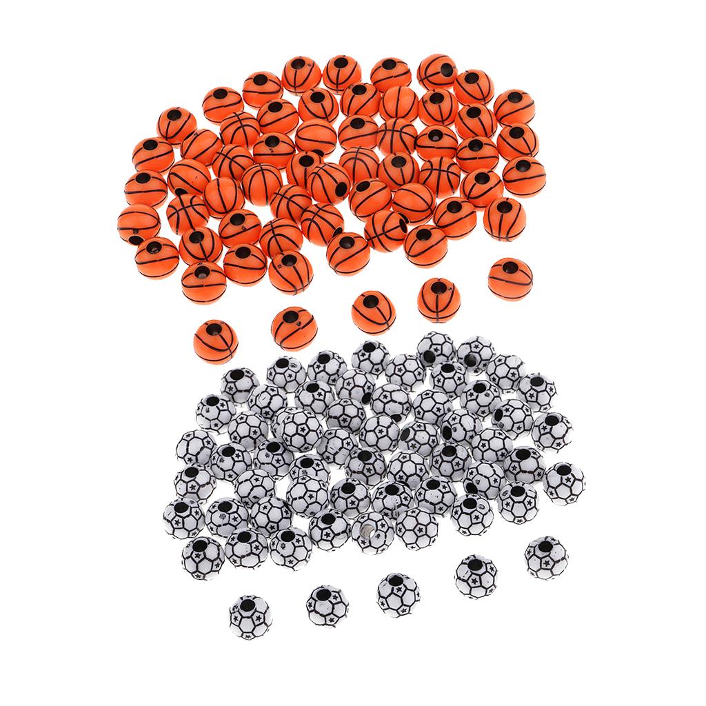 120pcs Soccer Ball and Basketball Beads Resin Beads for DIY Jewelry Making