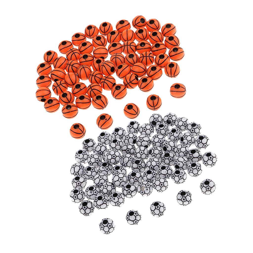 120pcs Soccer Ball and Basketball Beads Resin Beads for DIY Jewelry Making