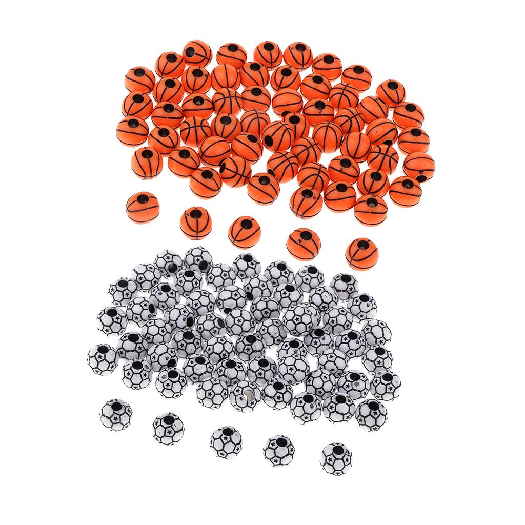 120pcs Soccer Ball and Basketball Beads Resin Beads for DIY Jewelry Making