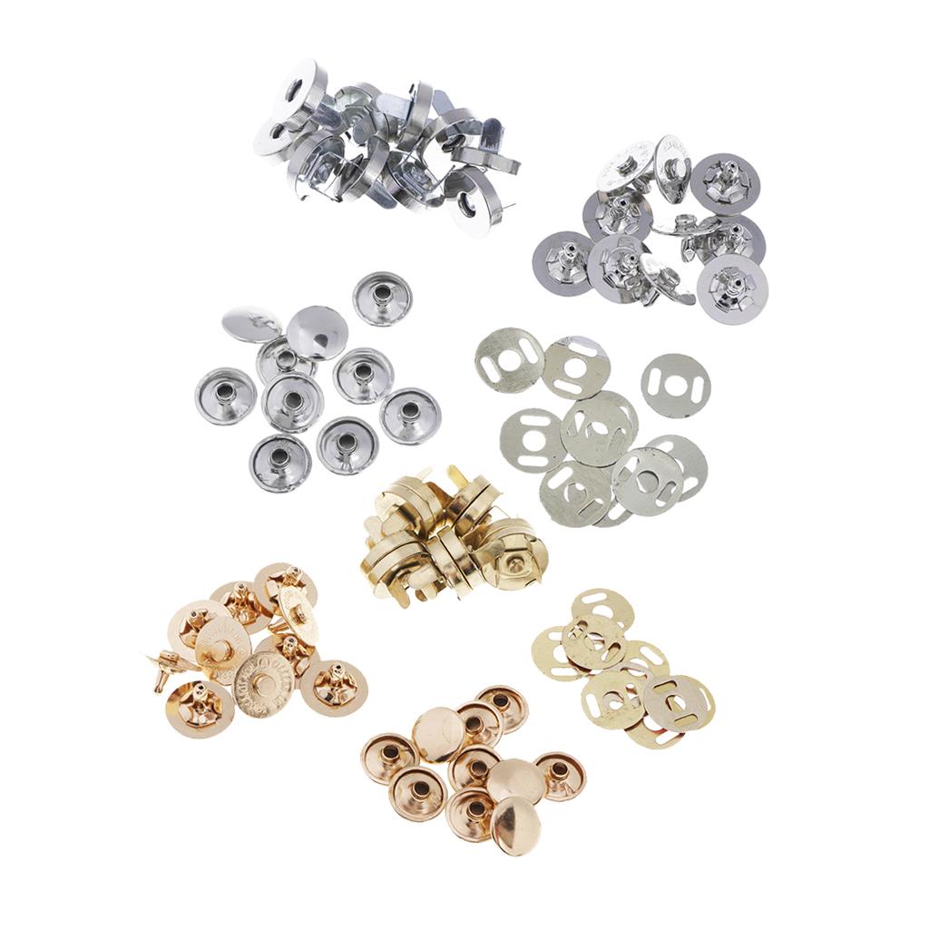 20 Set Metal Magnetic Fasteners Button for Handbag Purse Jewelry Gold Silver