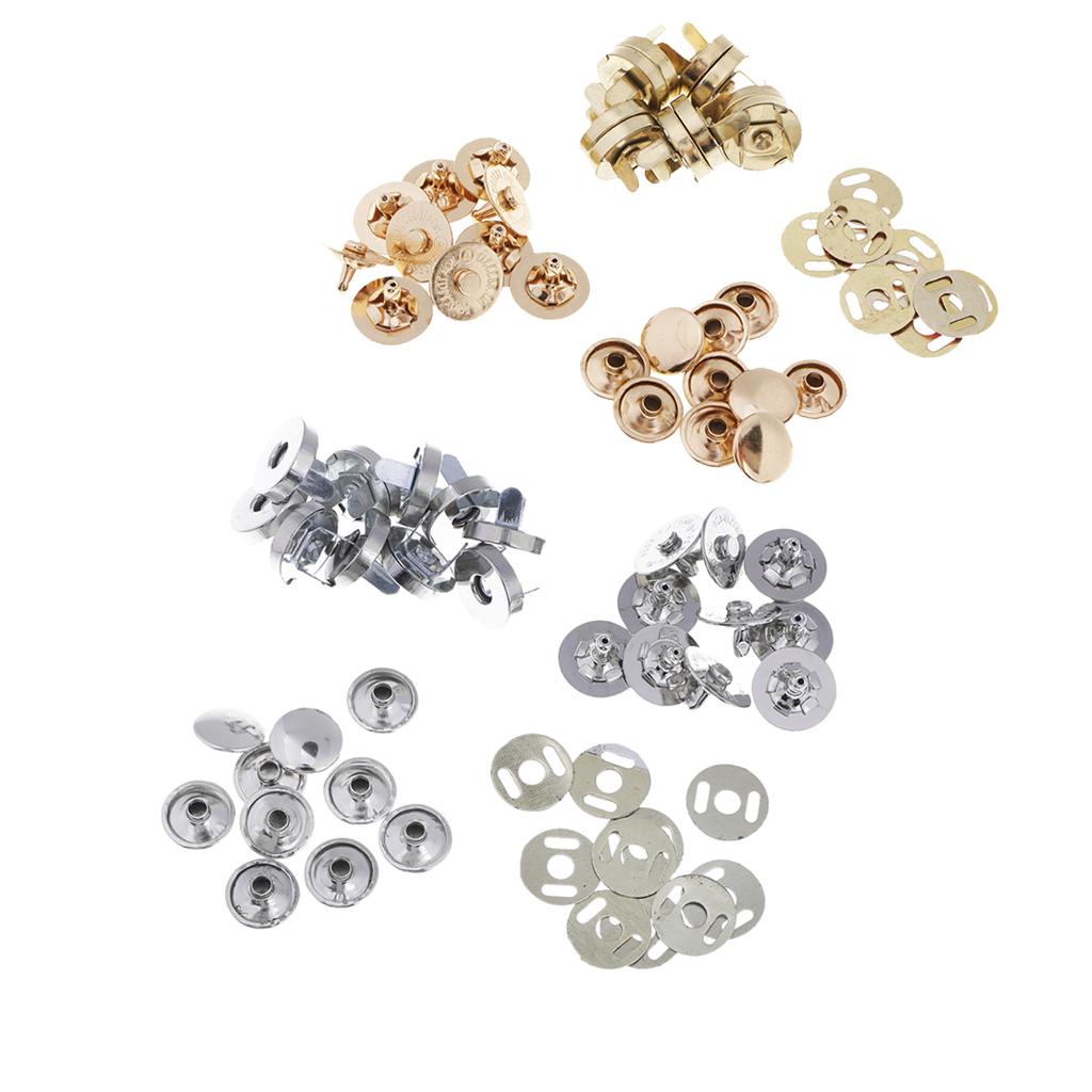 20 Set Metal Magnetic Fasteners Button for Handbag Purse Jewelry Gold Silver