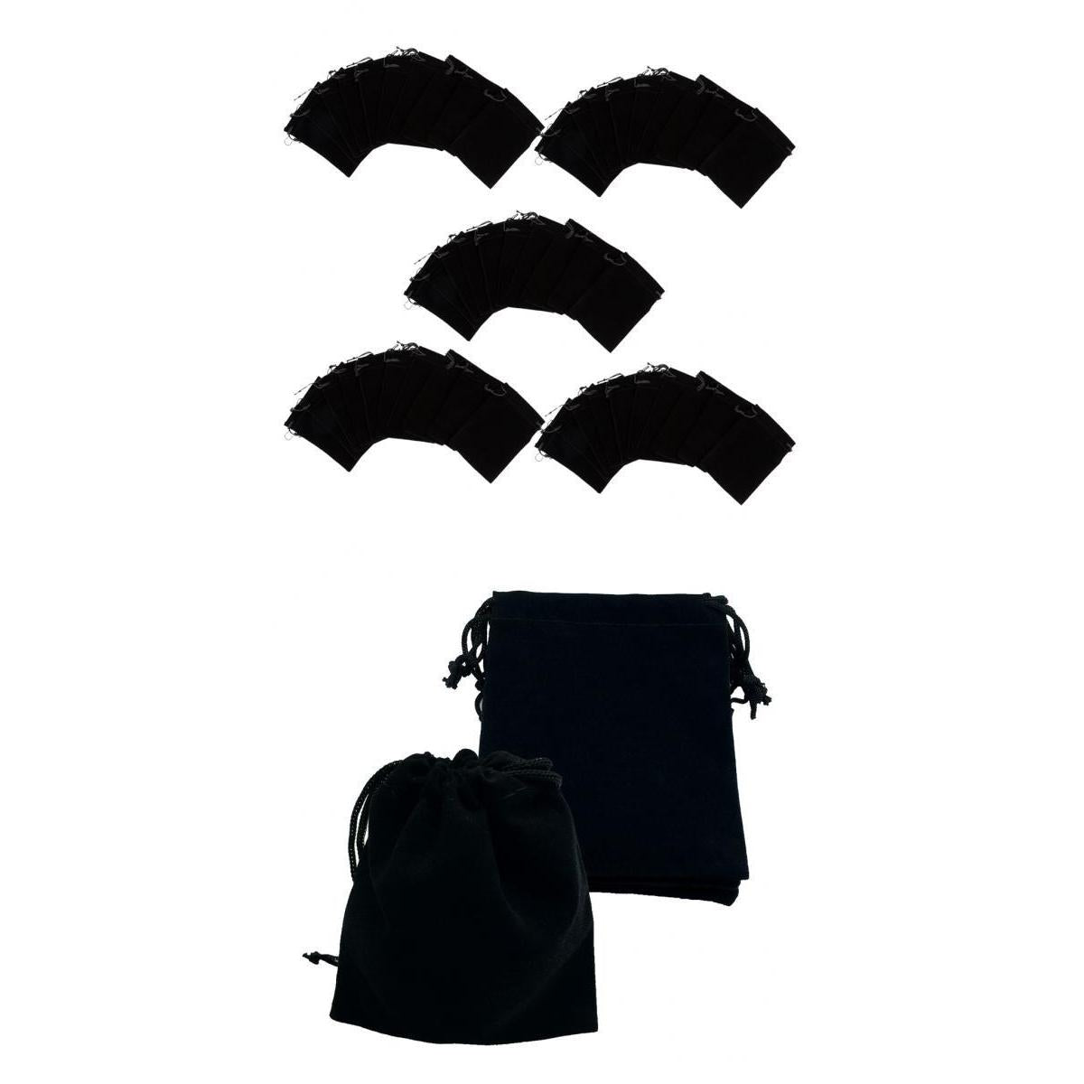100pcs Velvet Drawstring Pouch Bag Wedding Party Favor Gift Bag Black
