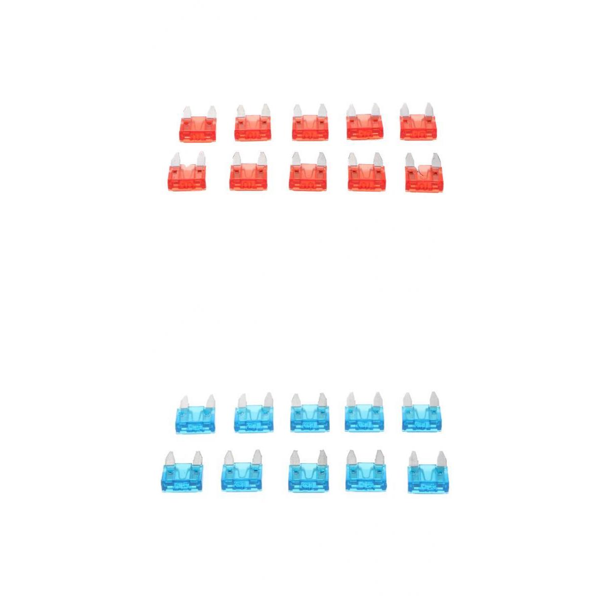 20 Pieces Car Truck Motorcycle Circuit 10A 15A Mini Blade Fuse Assortment