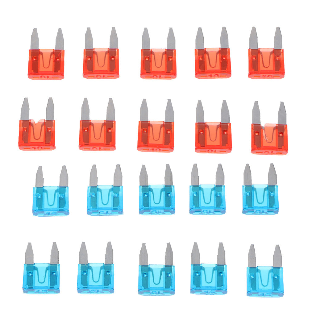 20 Pieces Car Truck Motorcycle Circuit 10A 15A Mini Blade Fuse Assortment