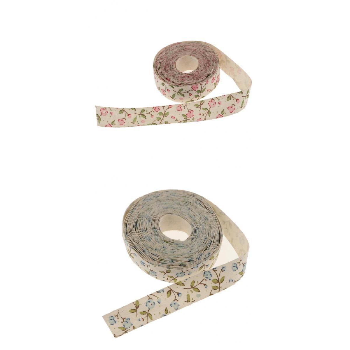 5 Yards Flower Fabric Ribbon Gift Package Craft Wedding Decor Blue & Pink