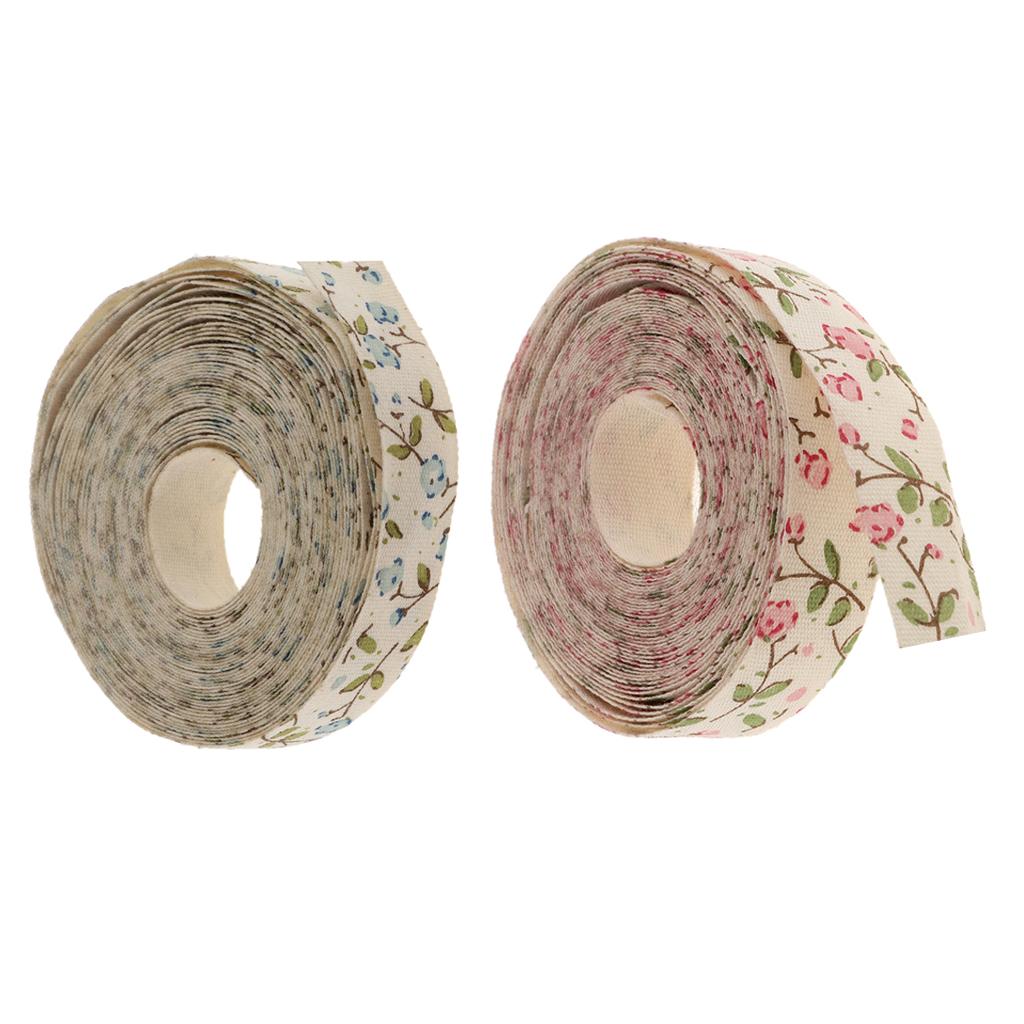 5 Yards Flower Fabric Ribbon Gift Package Craft Wedding Decor Blue & Pink