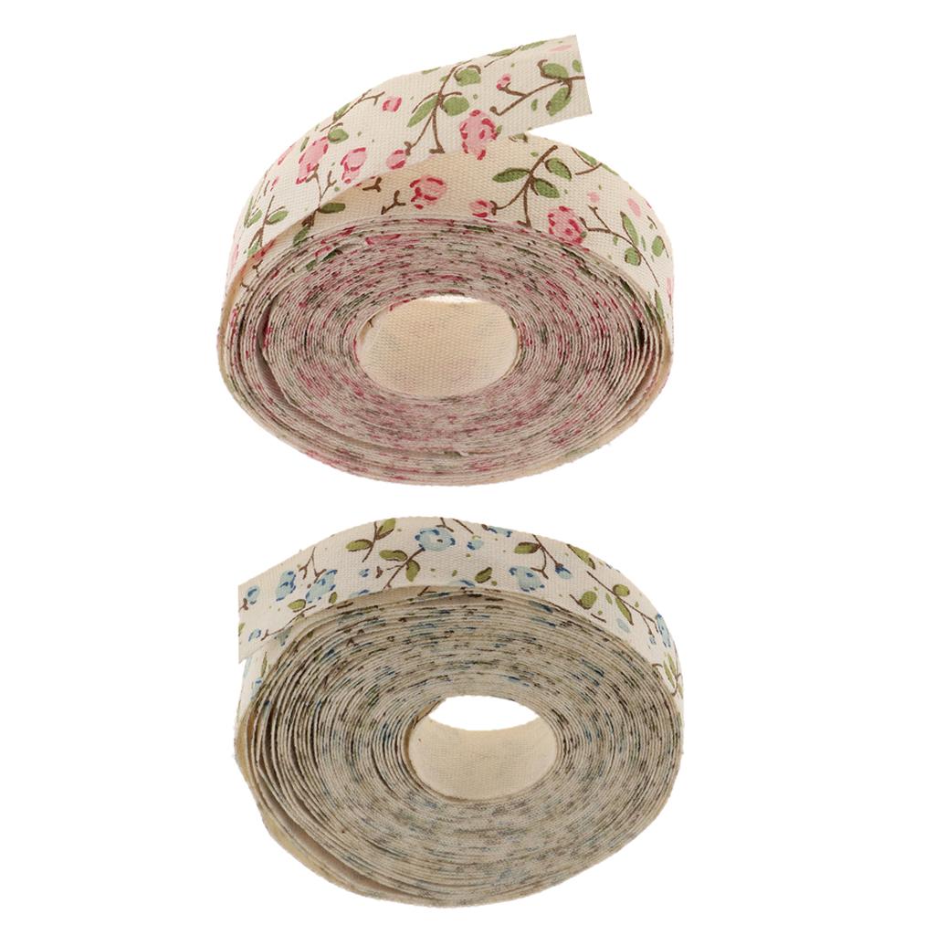 5 Yards Flower Fabric Ribbon Gift Package Craft Wedding Decor Blue & Pink