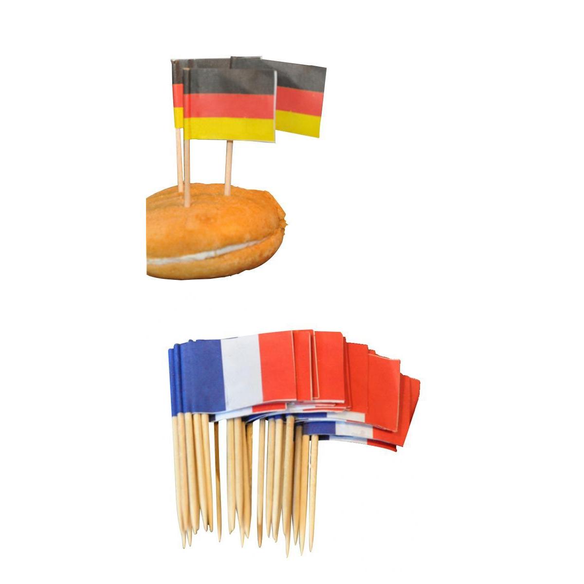 100pcs France Germany Flag Picks Paper Toothpick Food Cupcake Cocktail Decor