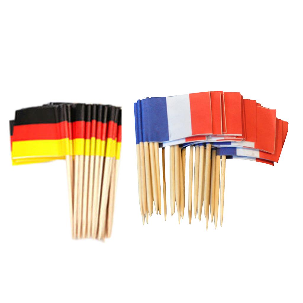 100pcs France Germany Flag Picks Paper Toothpick Food Cupcake Cocktail Decor