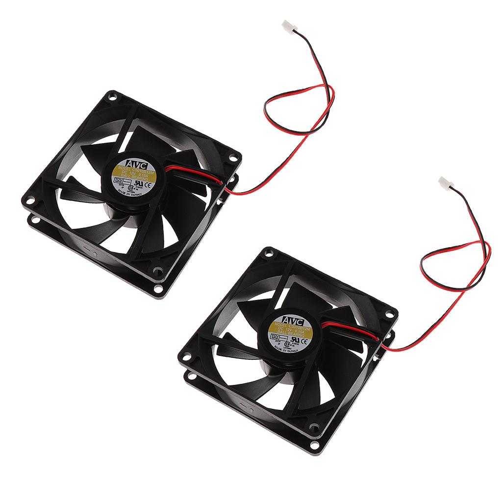 2Pack 80mm Case Fan 12V DC PC CPU Computer Cooling Fan 2Wire 2Pin 8025
