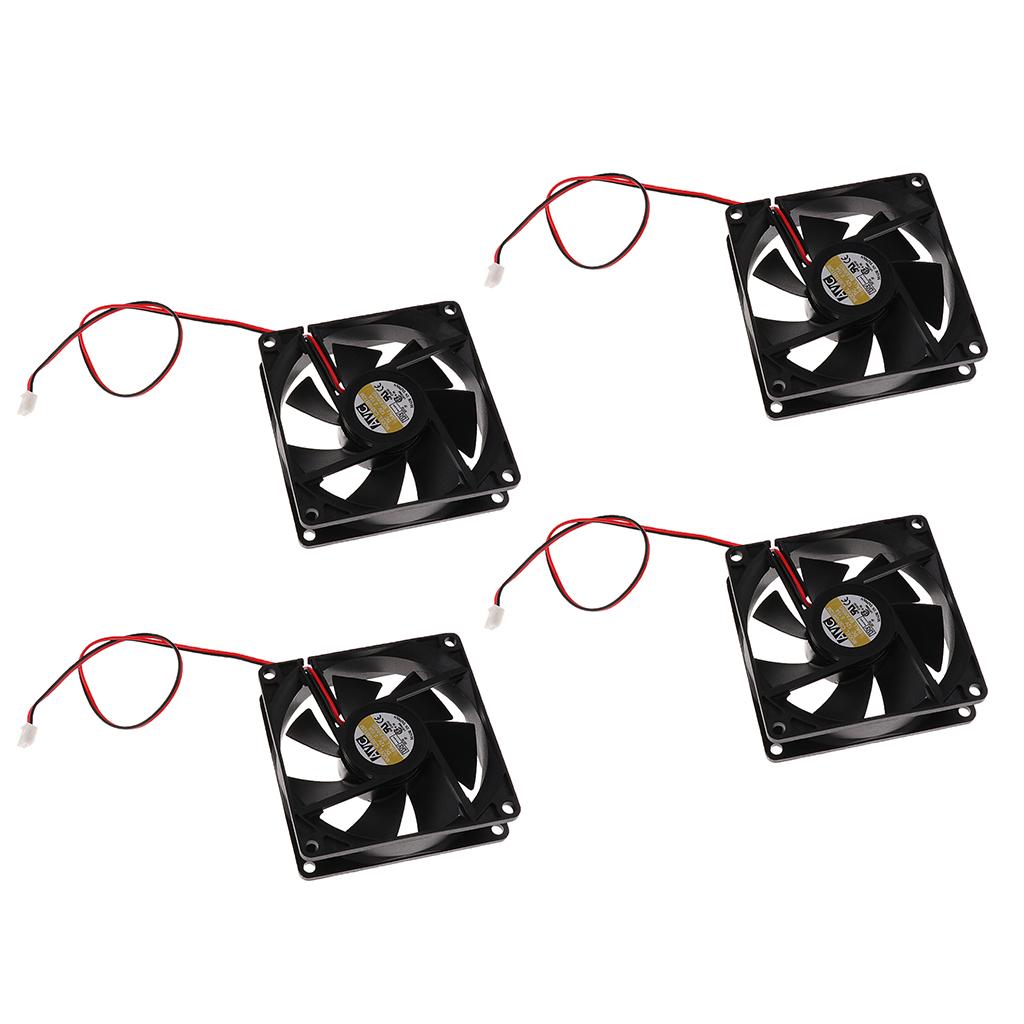 4Pack 80mm Case Fan 12V DC PC CPU Computer Cooling Fan 2Wire 2Pin 8025