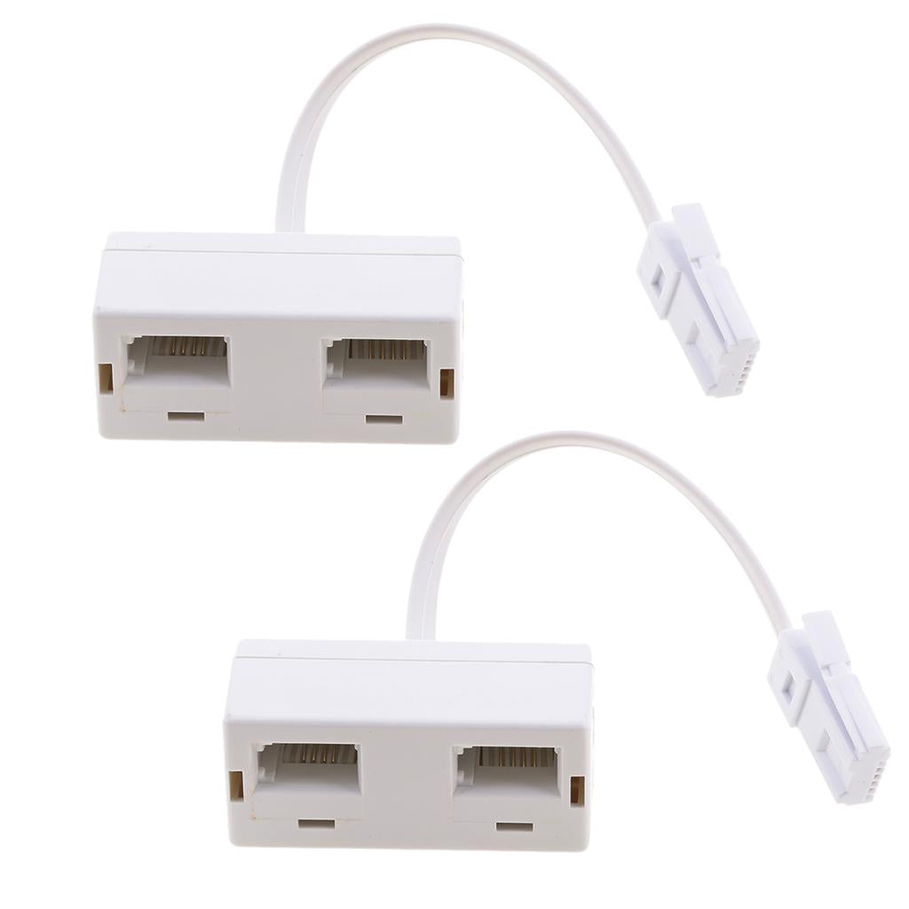 2x RJ11 UK Male to UK Female Adapter Double Socket Telephone Splitter