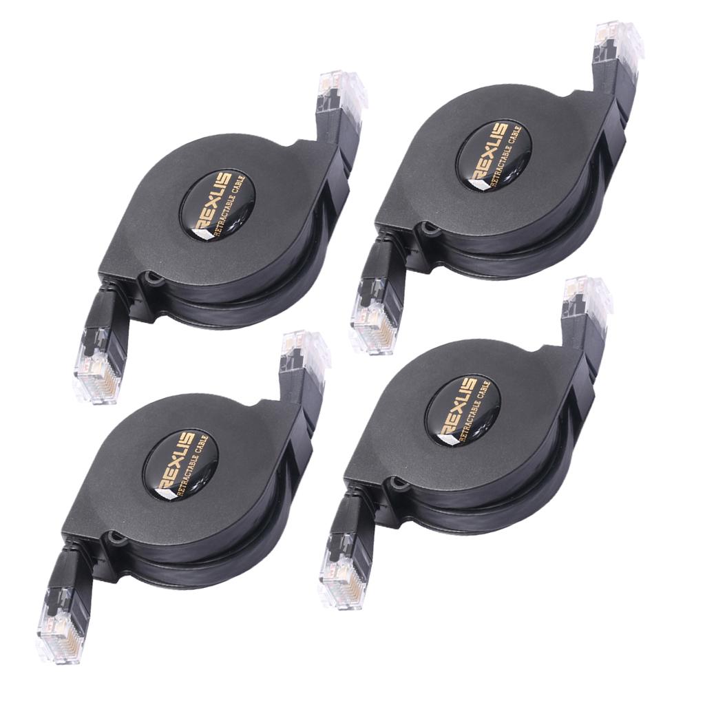 4x Ultra Flat CAT6 Patch Ethernet LAN Lead Network Retractable Cable 2m