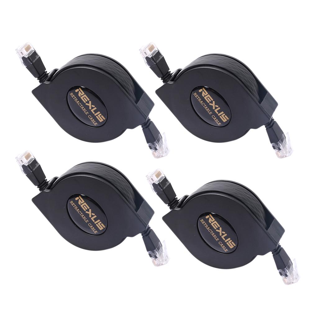 4x Ultra Flat CAT6 Patch Ethernet LAN Lead Network Retractable Cable 2m