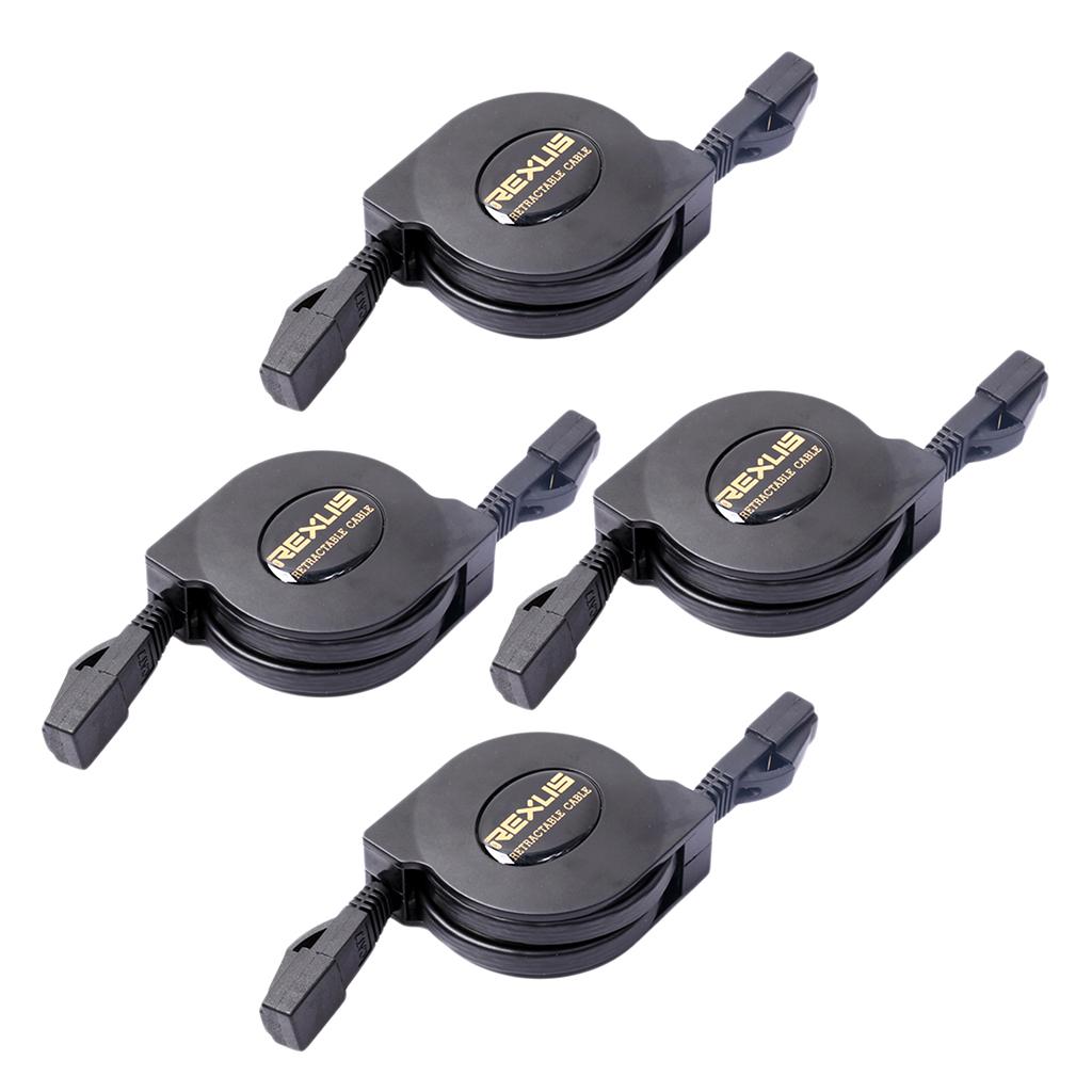 4x Ultra Flat CAT6 Patch Ethernet LAN Lead Network Retractable Cable 2m