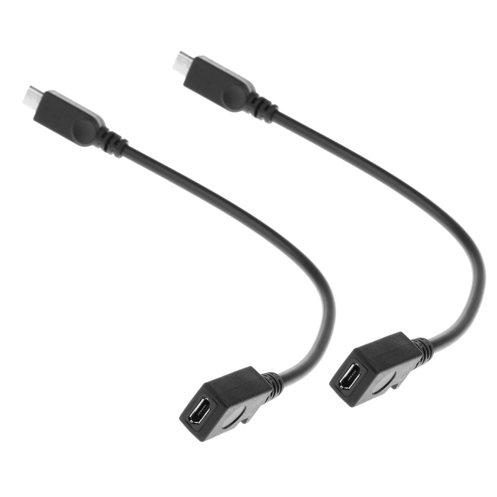 2x Micro USB Male to Micro USB Female Extension Extender Data Charging Cable