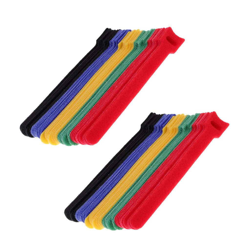 100pcs Self Adhesive Hook Loop Cable Ties Fastener Strap Cord Organizer 15cm