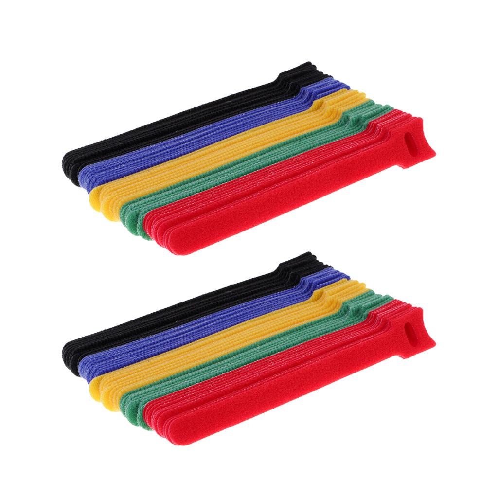100pcs Self Adhesive Hook Loop Cable Ties Fastener Strap Cord Organizer 15cm