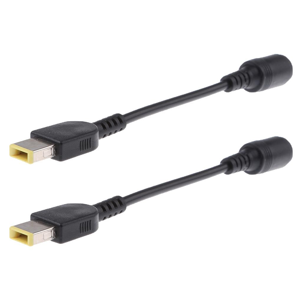 2Pcs 7.9x5.5mm Round Jack to Square End Power Cable Cord for Lenovo Thinkpad