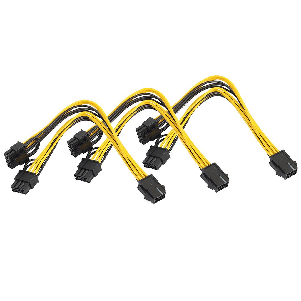 3Pcs 6Pin Female to 2x 8Pin (6+2) Male PCI Express Power Y Splitter Cable