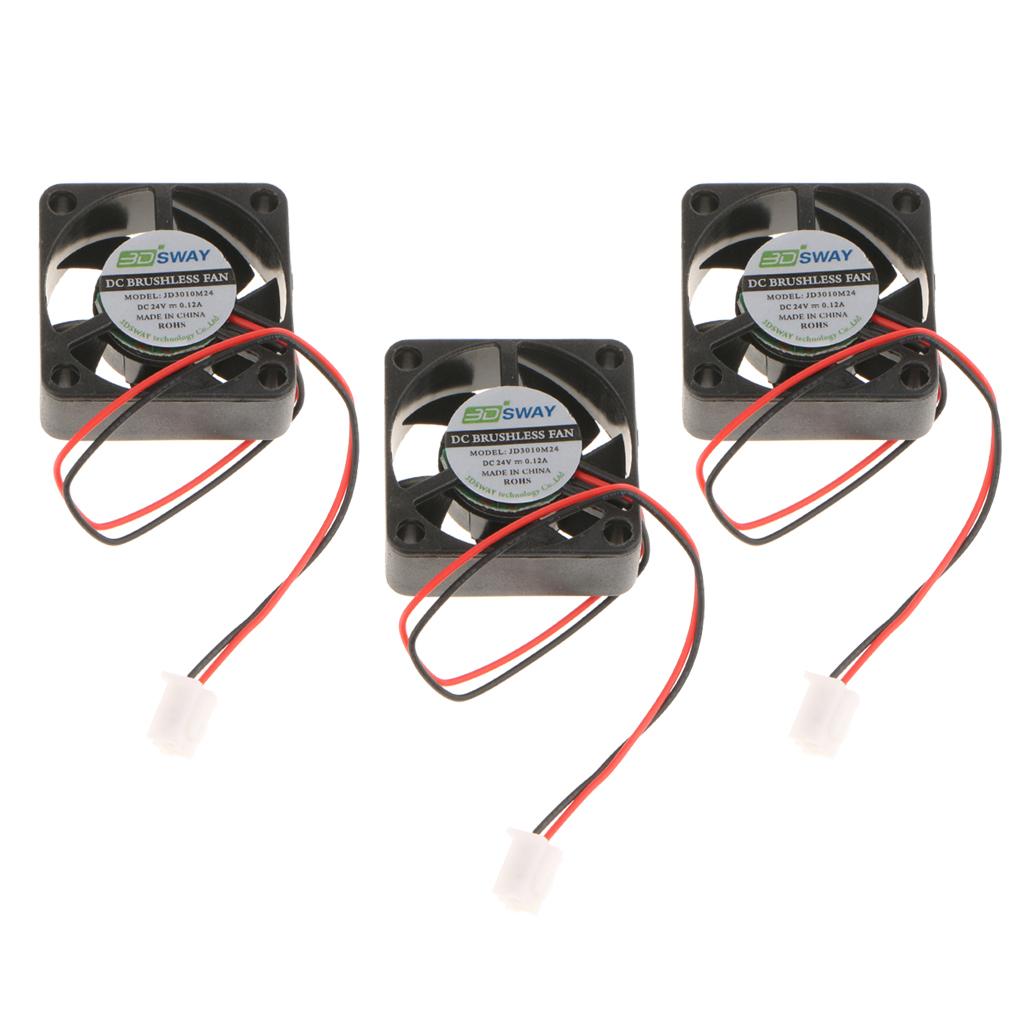 3Pcs 3D Printer 30x30x10mm 24V DC Cooling Fan Wired Hydraulic Fans Cooler