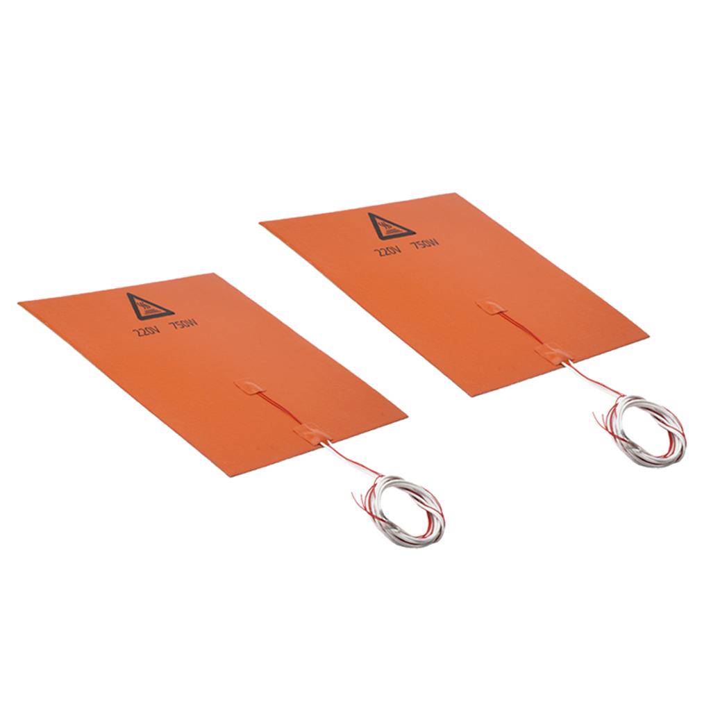 2Pcs 220V 300*300mm 750W Rubber Heating Pad For 3D Printer Heated Bed