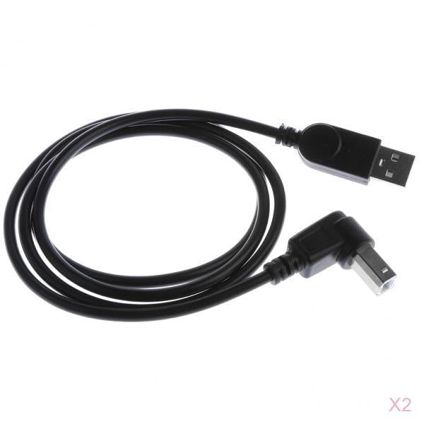 2x USB2.0 Male to Type B 90Degree Angle Extension Adapter Cable Bend upwards