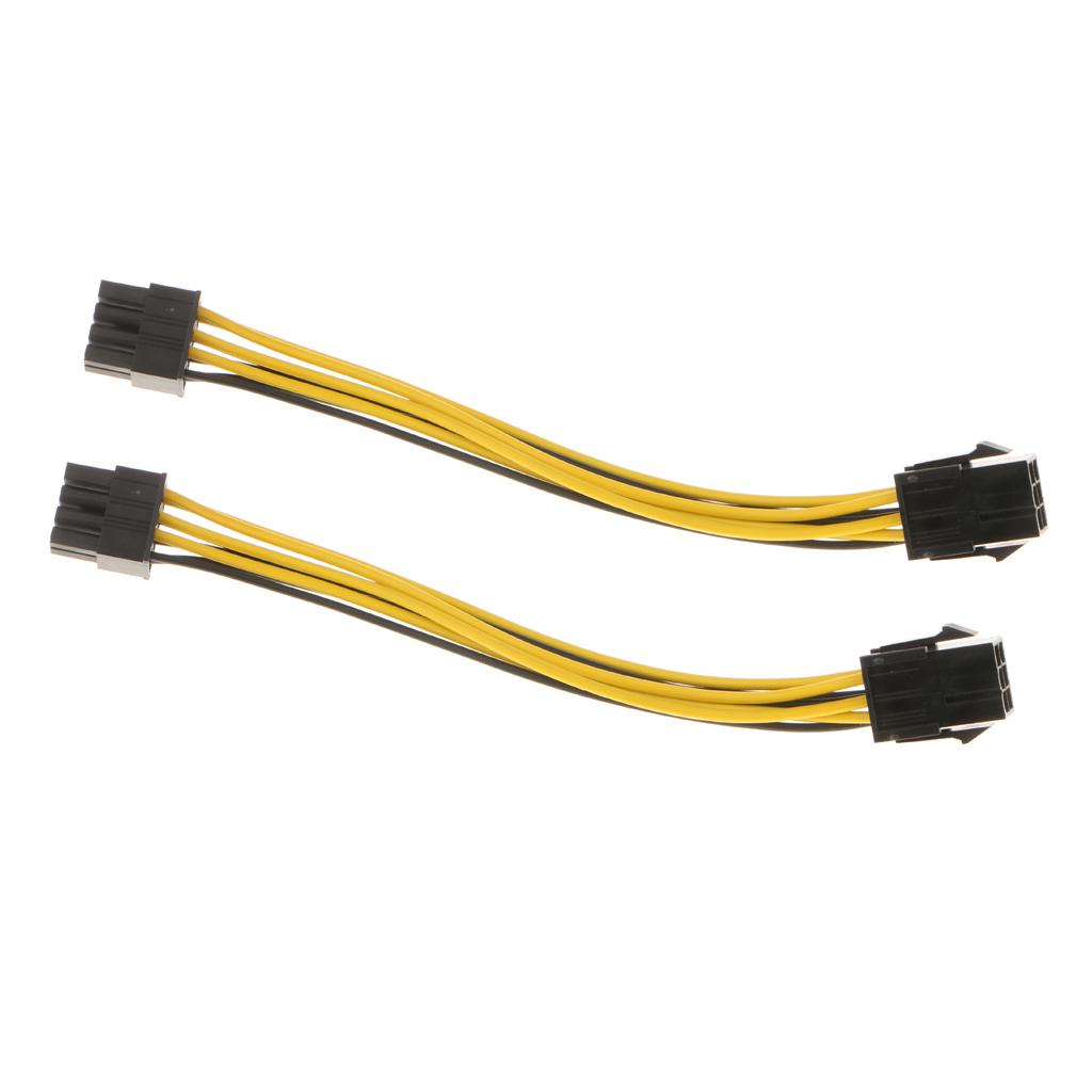 2Pcs 6pin to 8 pin PCIe Express Power Converter Cable for Graphics Card