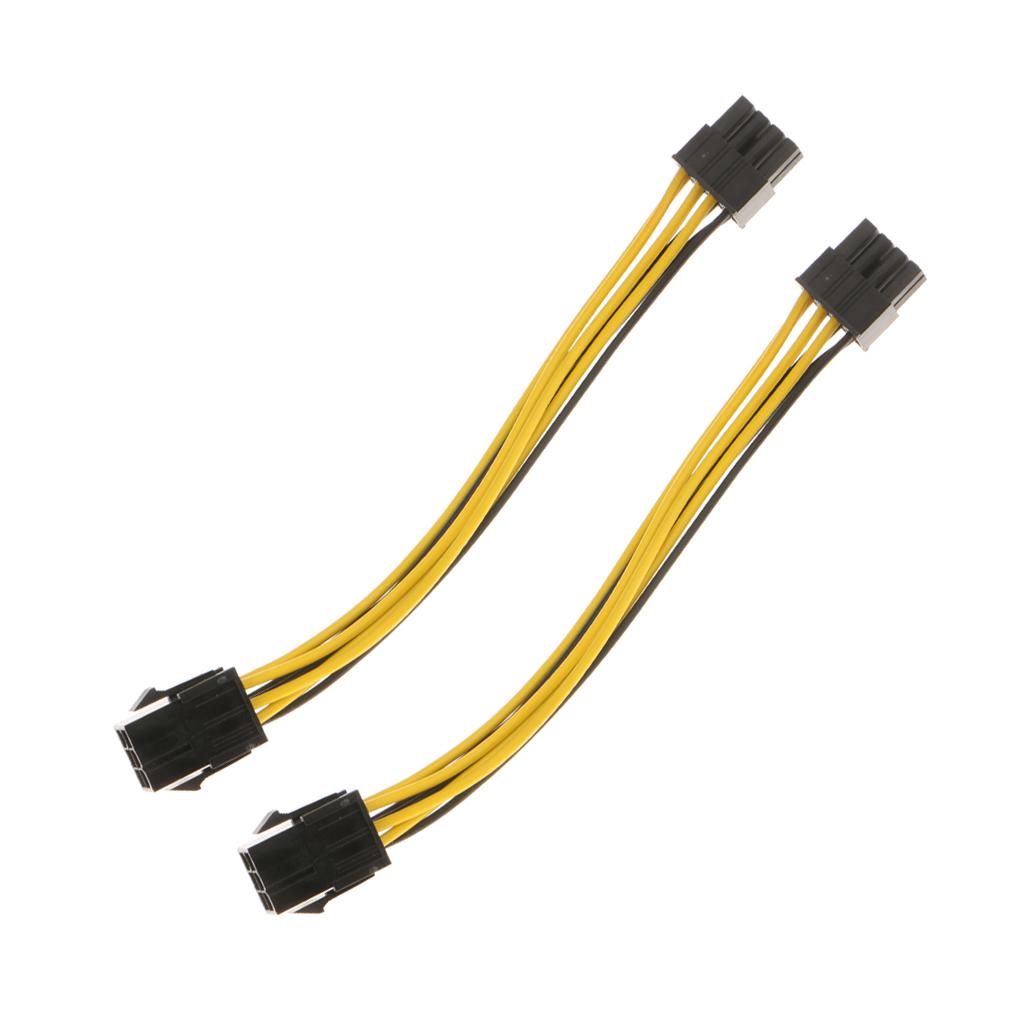2Pcs 6pin to 8 pin PCIe Express Power Converter Cable for Graphics Card