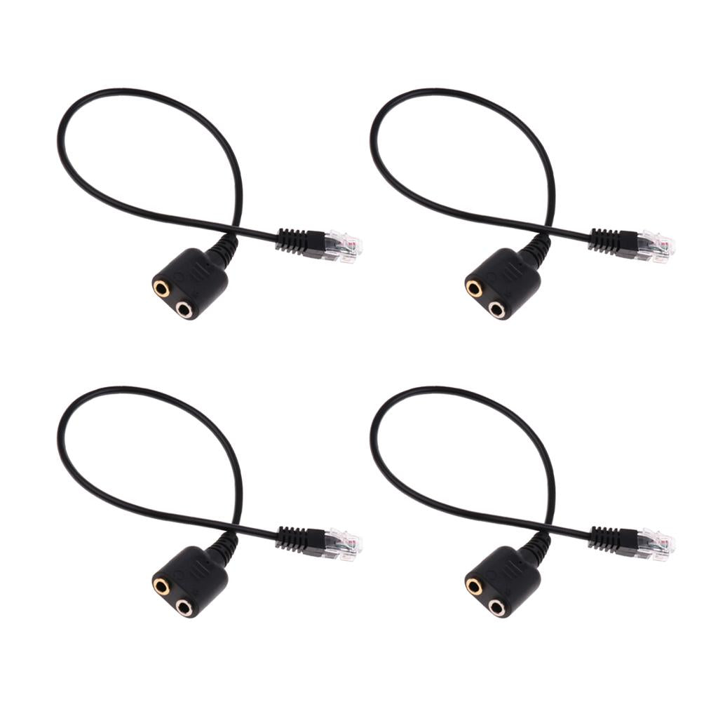 4x Dual 3.5mm Audio Jack Female to Male RJ9 Plug Adapter Cable for Telephone