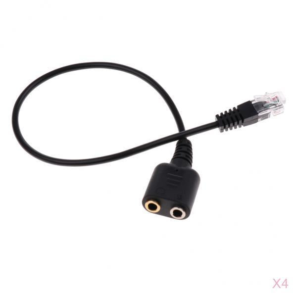 4x Dual 3.5mm Audio Jack Female to Male RJ9 Plug Adapter Cable for Telephone