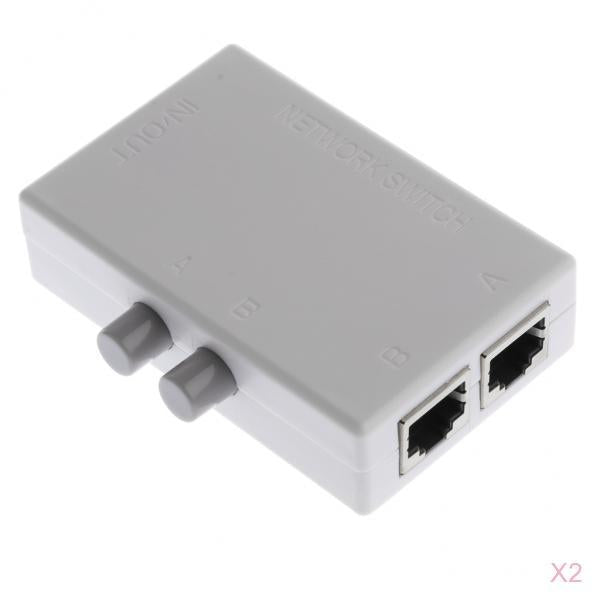 2Pcs RJ45-2M 2Port Internet Network Sharing Switch Splitter Selector Hub Box