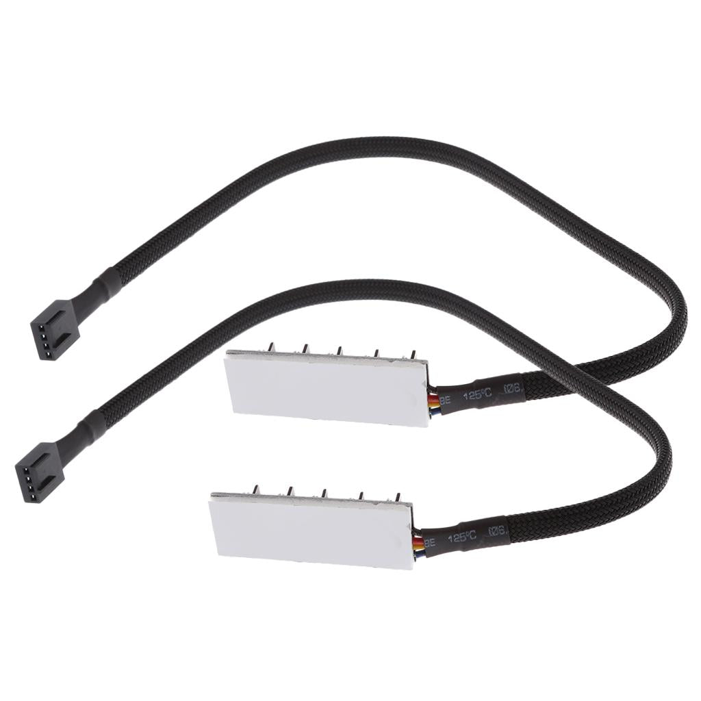 2Pcs 5 Way PWM Splitter Hub 4pin/3pin CPU Computer Fan Black Sleeved 12V