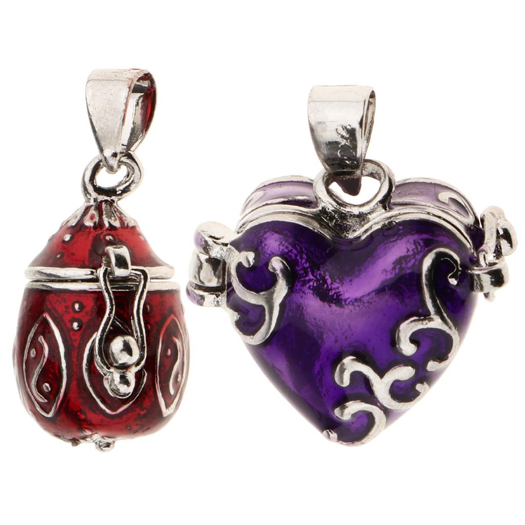 2 Pcs Vintage Enamel Openable Cremation Keepsake Urn Pendant Fit Necklace