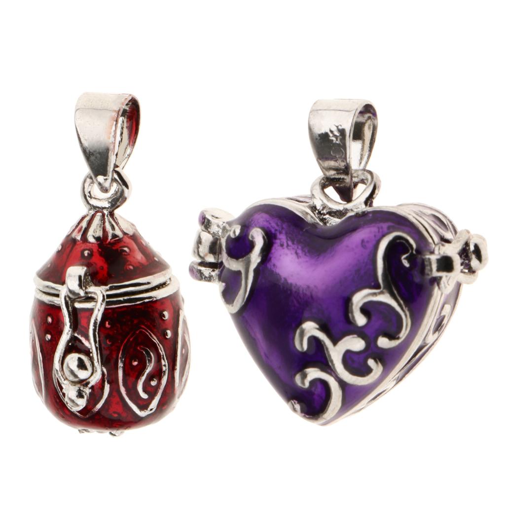 2 Pcs Vintage Enamel Openable Cremation Keepsake Urn Pendant Fit Necklace
