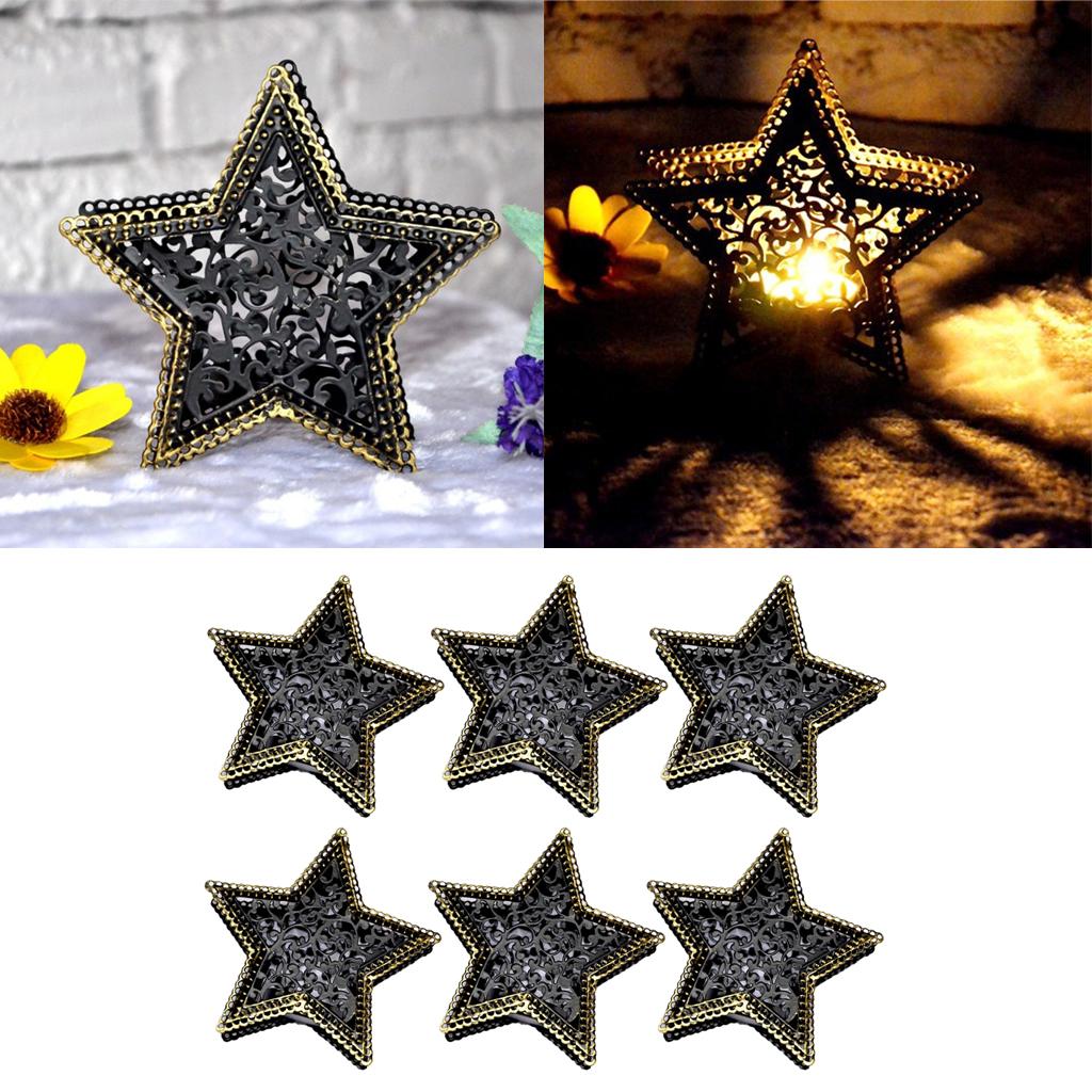 3D Hollow Star Moroccan Candlestick Candle Tea Light Holder Party 6-set