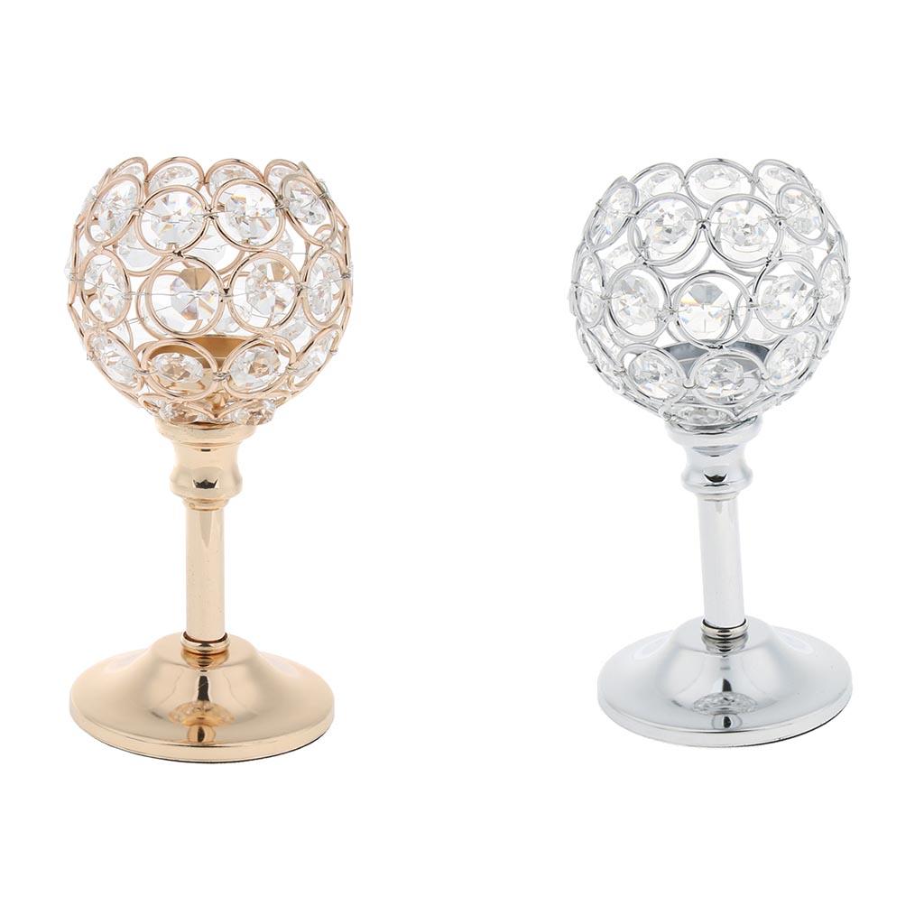 2Pcs Mosaic Crystal Candle Holder Tea Light Stand Candelabra Candlestick S