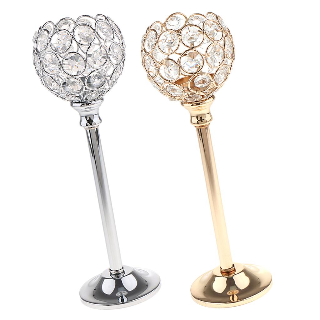2Pcs Mosaic Crystal Candle Holder Tea Light Stand Candelabra Candlestick L