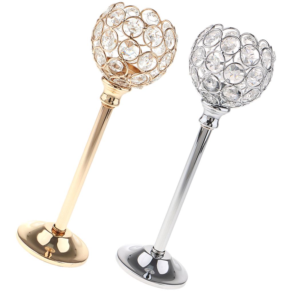 2Pcs Mosaic Crystal Candle Holder Tea Light Stand Candelabra Candlestick L