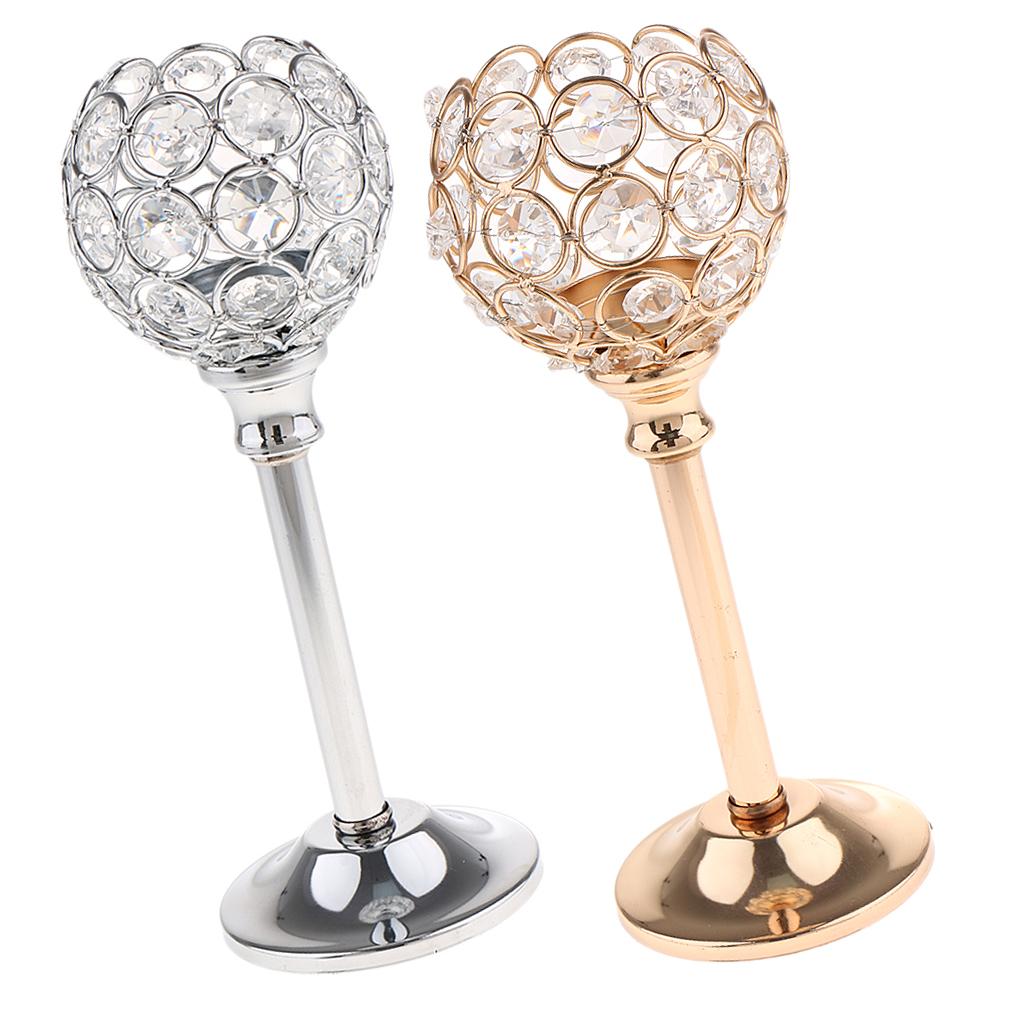 2Pcs Mosaic Crystal Candle Holder Tea Light Stand Candelabra Candlestick M