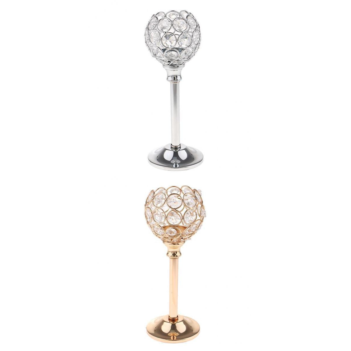 2Pcs Mosaic Crystal Candle Holder Tea Light Stand Candelabra Candlestick M