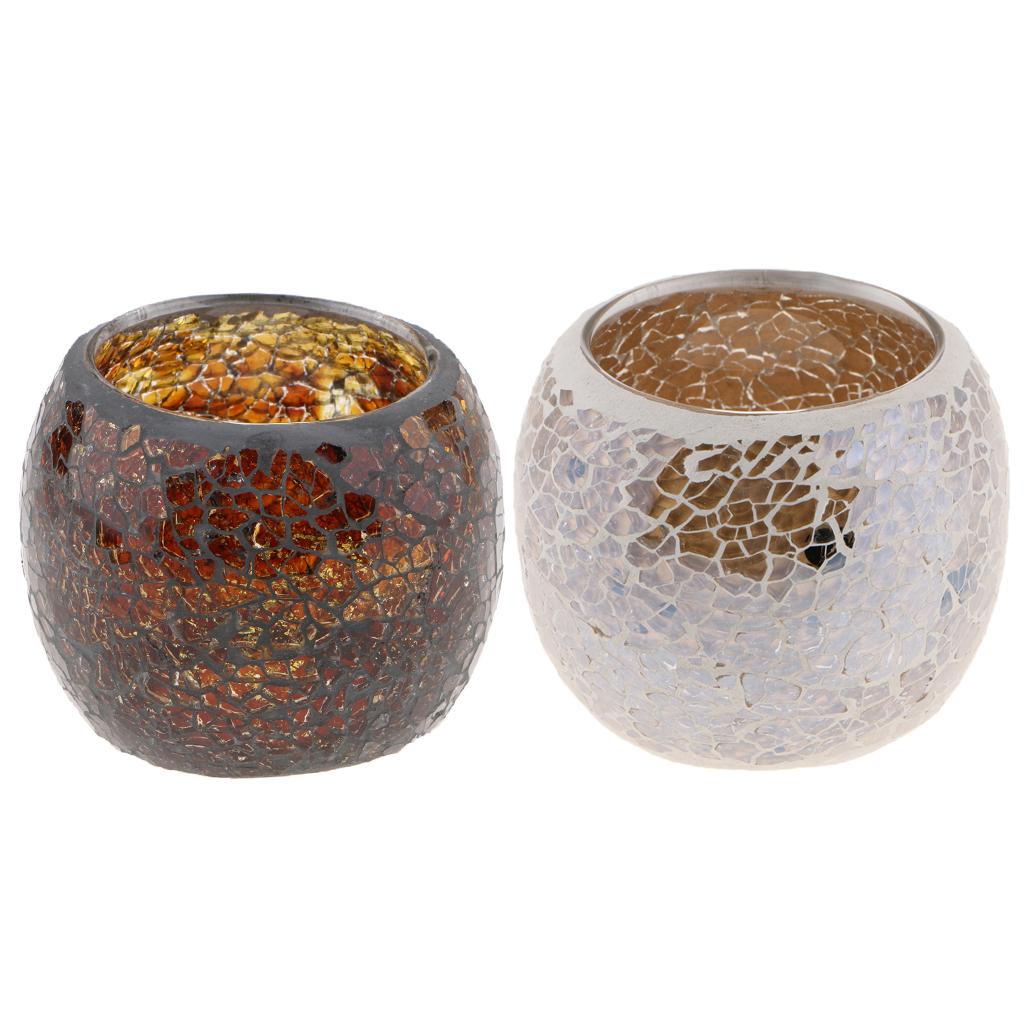 2Pcs Moroccan Style Mosaic Candle Tea Light Holder Candelabra Candlestick