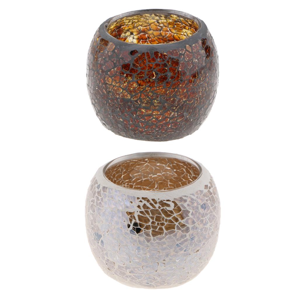 2Pcs Moroccan Style Mosaic Candle Tea Light Holder Candelabra Candlestick
