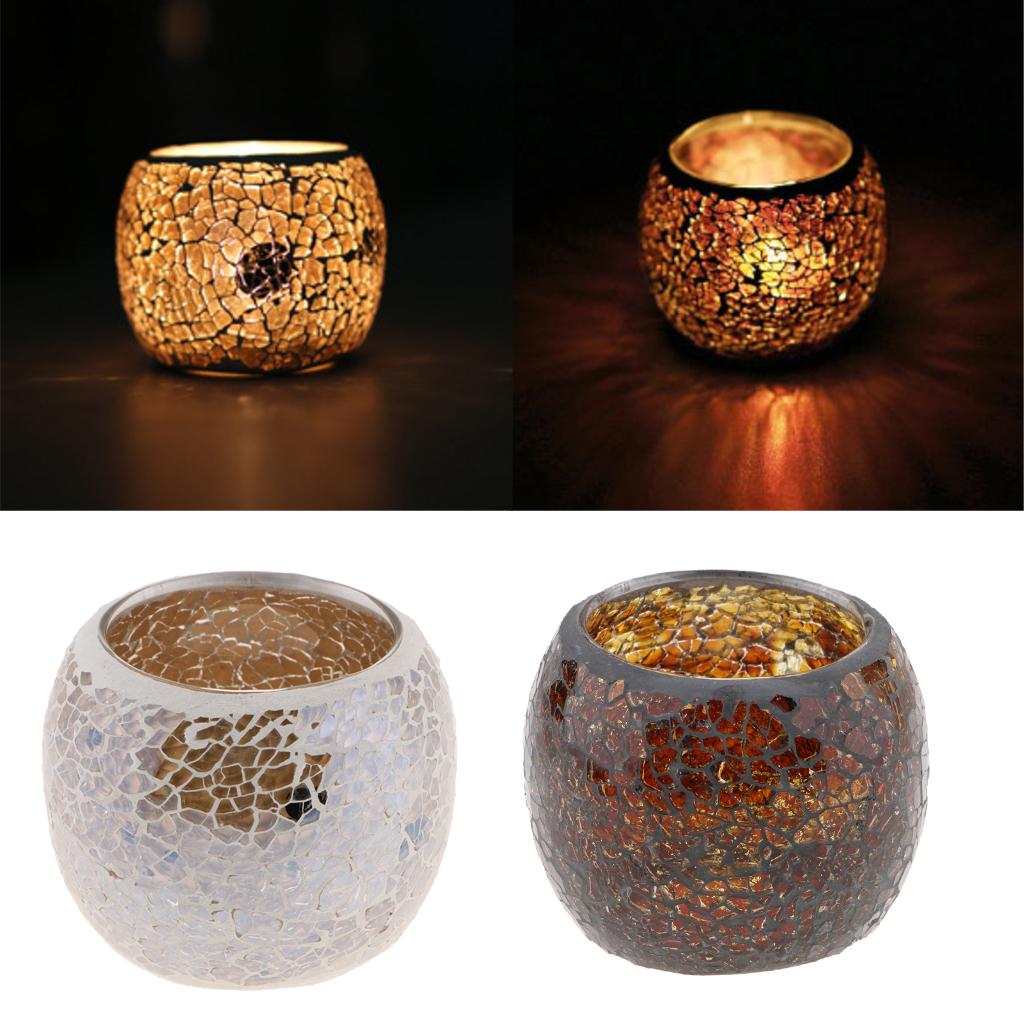 2Pcs Moroccan Style Mosaic Candle Tea Light Holder Candelabra Candlestick