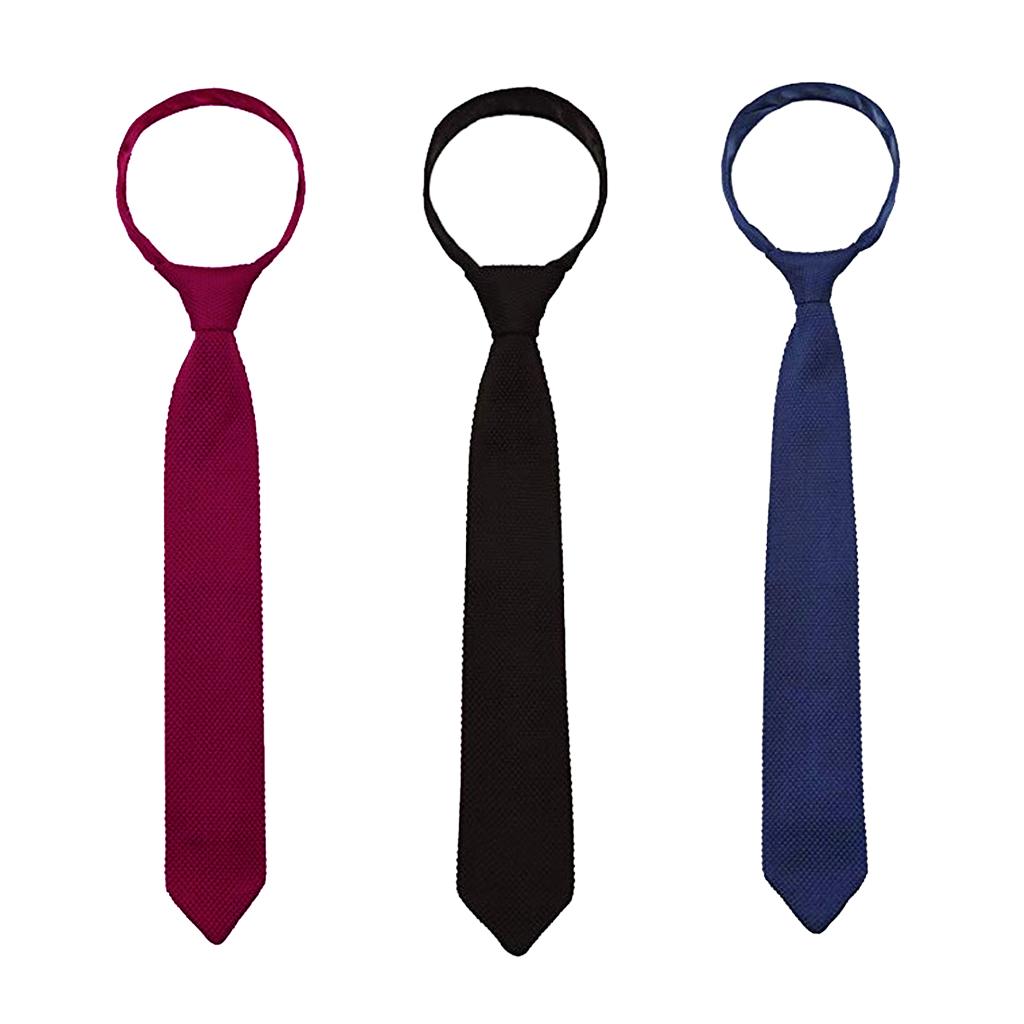 3Pcs Men's Fashion Knitted Solid Necktie Business Formal Skinny Woven Tie